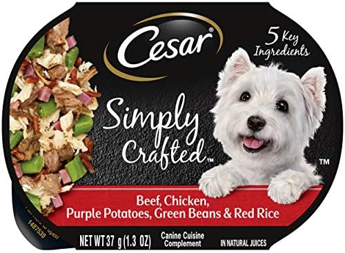  CESAR Simply Crafted Adult Wet Dog Food Meal Topper, Chicken, (10) 1.3 Oz. Tubs
