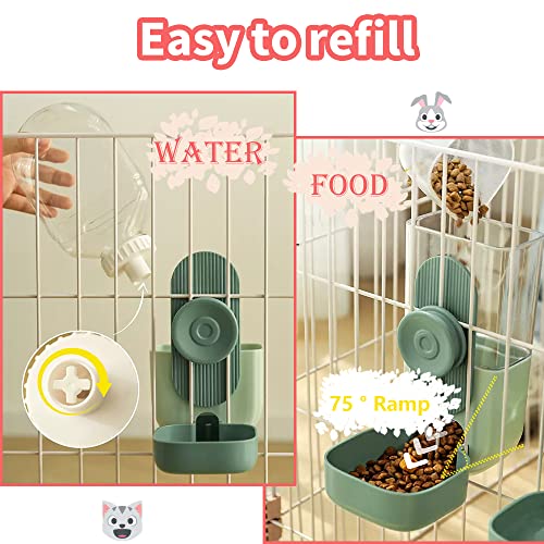  Gravity Rabbit Feeder And Water Dispenser Set, Hanging Automatic Cat Food And Water Dispenser Food Bowl For Bunny Guinea Pig Ferret (Pink)