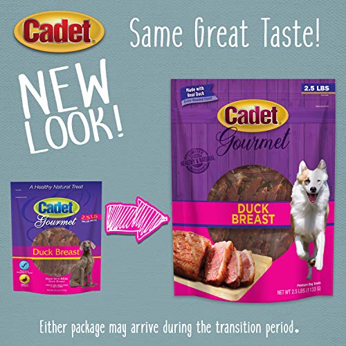  Cadet Gourmet Duck Breast Dog Treats - Healthy & Natural Dog Training Treats For Small & Large Dogs - Inspected & Tested In USA (2.5 Lb.)