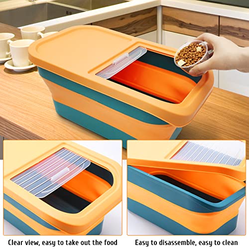 BNOSDM 2 Pack Folding Pet Food Storage Container, 15lb Dog And Cat Food Storage Bin, Clear Sliding Lid, Suitable For Pet Food, Rice, Flour, Plastic, Easy Storage Green