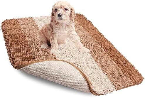  LeashBoss - Brown Bathroom Rugs, Extra Large Bathmat - Soft, Absorbent, Thick, Non-Slip Microfiber Bath Mat For Bathrooms, Showers, Tubs, And Doorways For Dogs Muddy Paws Machine Washable (34.5 X 24)