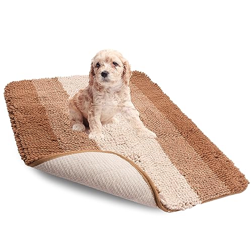  LeashBoss - Brown Bathroom Rugs, Extra Large Bathmat - Soft, Absorbent, Thick, Non-Slip Microfiber Bath Mat For Bathrooms, Showers, Tubs, And Doorways For Dogs Muddy Paws Machine Washable (34.5 X 24)