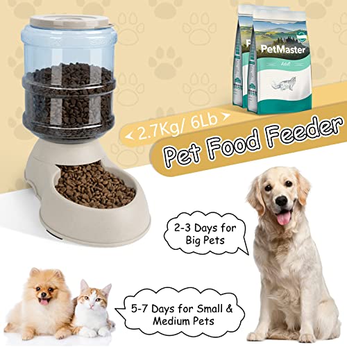  Automatic Dog Cat Feeder And Water Dispenser Set, Gravity Pet Feeding Station And Water Bowl Dispenser For Small Medium Large Pet Puppy Kitten Rabbit Bunny, 3.8L Large Capacity(Marble)