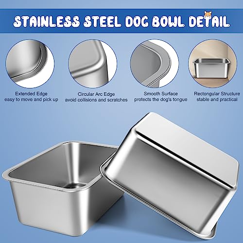  Bwogue 3 Gallons Extra Large Dog Water Bowl For Large Dogs, Durable Stainless Steel Dog Bowl For Dogs, High Capacity Dog Water And Food Bowls For Large, X-Large Dogs, 2 Pack