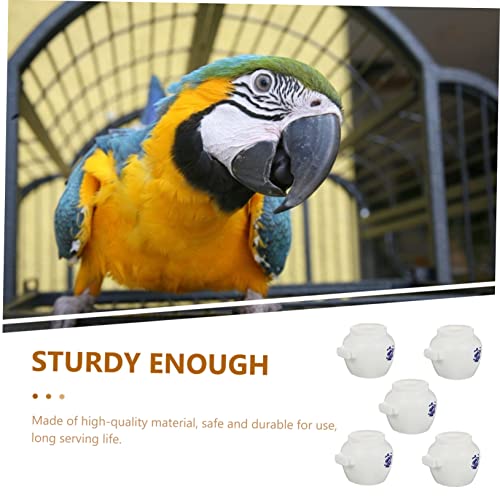  EVANEM 5pcs Food Cup Round Bird Cage Parakeet Feeder Bird Cage Accessories Birds Bowl Cup Small Animal Feeding Supplies Bird Bowl Parrot Feeder Bird Water Cup White Starling Small Parrot
