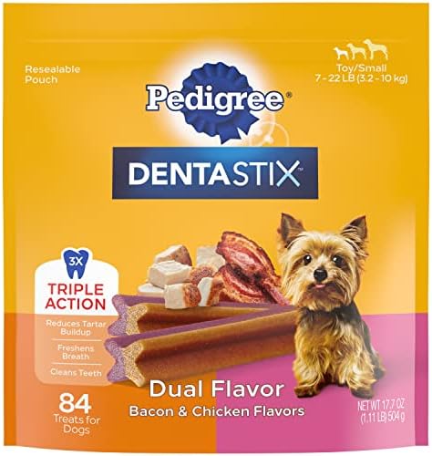  PEDIGREE DENTASTIX Toy/Small Dog Dental Treats Original Flavor Dental Bones, 1.11 Lb. Pack (84 Treats)