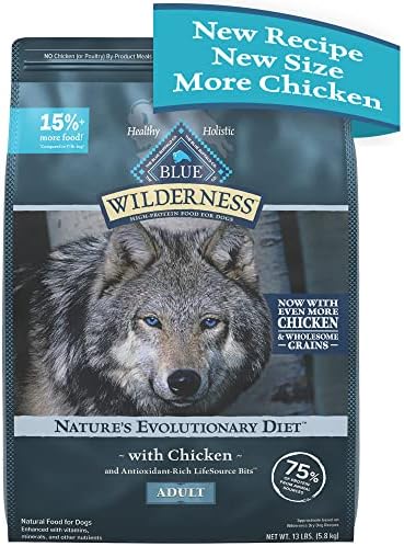  Blue Buffalo Wilderness High Protein Natural Adult Dry Dog Food Plus Wholesome Grains, Chicken 24 Lb Bag