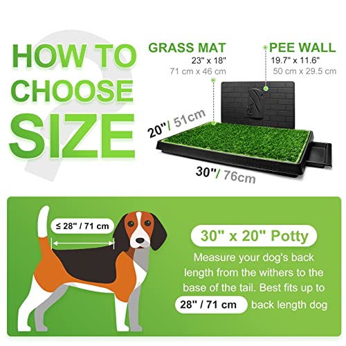  Hompet Dog Grass Pad With Tray Large, 2 Pcs Artificial Grass Training Pads With Pee Baffle Patch Puppy Turf Potty For Indoor And Outdoor Use, Ideal For Small And Medium Dogs (30"×20")