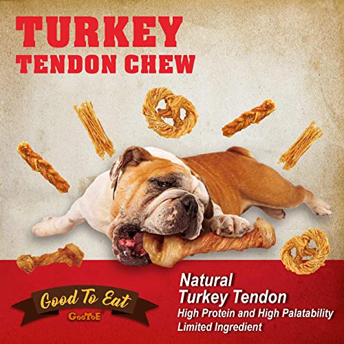  Gootoe Turkey Tendon Dog Treats – 100% USA-Sourced, Natural Snack, Premium Training Chews, Hypoallergenic, Reseal Value Bags, Sizes For Small Medium & Large Dogs, Rope 2 Unit/Pack