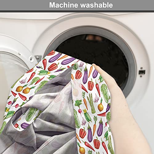  Ambesonne Vegetable Art Dog Crate Cover, Detailed Eggplant Cucumber With Onion And Garlic Food Ingredients Cartoon, Easy To Use Pet Kennel Cover For Medium Large Dogs, 22 Inch, Multicolor