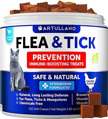  Flea And Tick Prevention For Dogs Chewables - Made In USA - Natural Flea And Tick Supplement For Dogs - Oral Flea Pills For Dogs - Pest Defense - All Breeds And Ages
