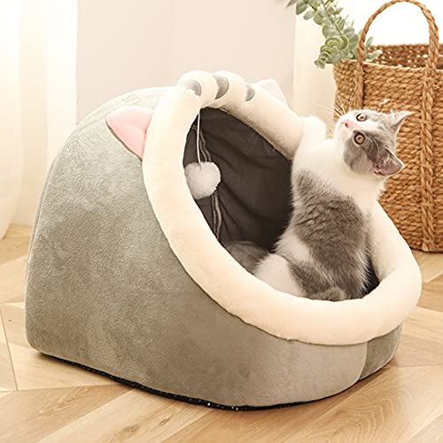  JENPECH Cat Bed Cave For Indoor Cats - Soft Cute Small Cat Bed Warm Pet Basket Kitten Lounger Cushion For Home - Small Pet Bed That Serves As A Cat Cave, Cat Condo