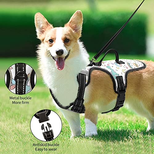  Cartoon Food Unicorn Dinosaur Dog Harness Adjustable Reflective Dogs Harness Soft Vest Harness For Dog Puppy Pets (with Drawcord)