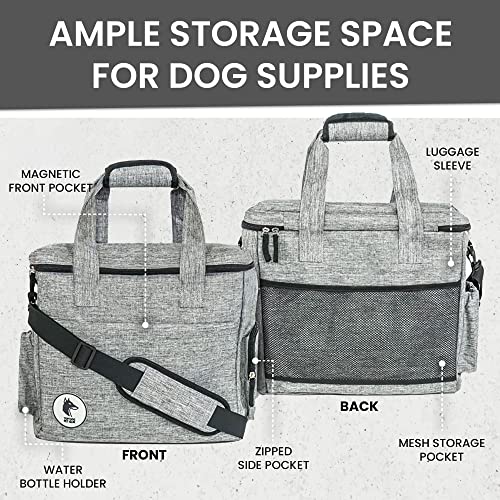  Top Dog Pet Gear Grey Dog Travel Bag For Supplies - Includes Travel Bag, Travel Dog Bowls, Food Storage - Airline Approved Dog Bags For Traveling - Dog Travel Accessories For Camping, Beach