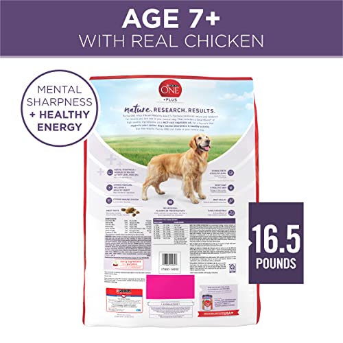  Purina ONE High Protein Dry Senior Dog Food Plus Vibrant Maturity Adult 7 Plus Formula - 16.5 Lb. Bag