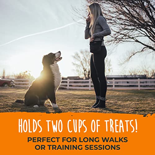  Mighty Paw Dog Treat Pouch 2.0 | Pet Training Hands-Free Snack Bag W/Strap. Holds 2 Cups Kibble, Poop Bags, Phone & Keys. Magnetic Clasp & Waist Belt Clip. Includes 1 Roll Of Poop Bags (Orange/Black)