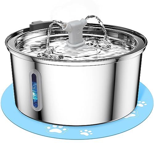  Petnimal Cat Water Fountain, 108oz/3.2L Stainless Steel Cat Fountain Water Bowl, Quiet Electric Automatic Pet Water Fountain With Silicone Mat, Water Fountain For Cats Inside For Cats Dogs Pets