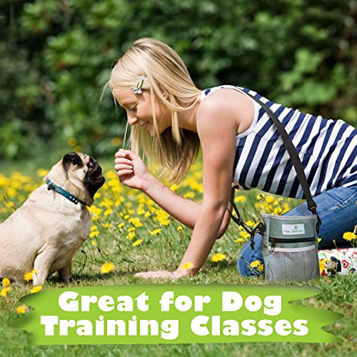  Paw Lifestyles – Dog Treat Training Pouch – Easily Carries Pet Toys, Kibble, Treats – Built-In Poop Bag Dispenser – 3 Ways To Wear – Grey