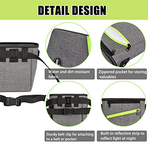  Wakytu Dog Treat Pouch With Water Bottle Bag, Large Pet Training Bag For Dogs Cats With Poop Bag Dispenser, Zippered Pocket, Metal Clip, Waist Belt, Shoulder Strap,Training Bag For Pets, 2.0 Grey-4L