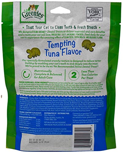  Feline Greenies Dental Crunchy Treats For Cats 3 Flavor Mega Variety Pack | (1 Each): Oven Roasted Chicken, Tempting Tuna, Savory Salmon (4.6 Ounces) | Plus Fun Animal Facts Booklet Bundle