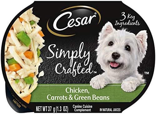  CESAR Simply Crafted Adult Wet Dog Food Meal Topper, Chicken, (10) 1.3 Oz. Tubs