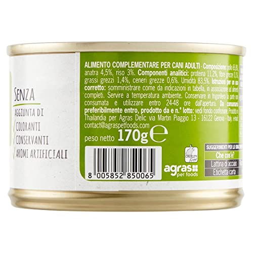 LQNQ ADoC Dog Cibo Umido Per Cani Mix 4 - Trancetti Di Tonnetto, Filetti Di Pollo, Anatra E Manzo - 24 Lattine Da 170gr