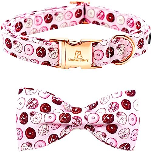  Lionheart Glory Dog Collar, Pink Dog Bow Collar For Female Dogs Collar With Bow Adjustable Bowtie Collar Cute Patterns For Small Dogs Pet Gift