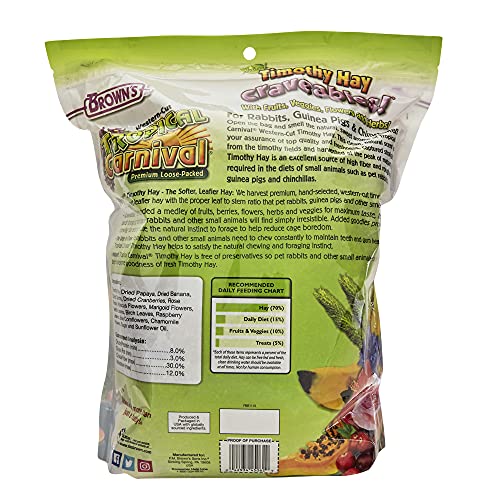  F.M. Brown's Tropical Carnival, Natural Timothy Hay Craveables With Veggies, Fruits, And Oat Sprays, Foraging Treat With High Fiber For Healthy Digestion, 24 Oz