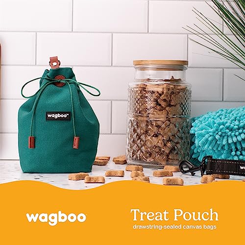 Wagboo Green Canvas Dog Treat Pouch Drawstring | Pet Training Hands-Free Snack Food Bag Kibble Jerky Hook Clip Pants Modern Simple Easy Black …
