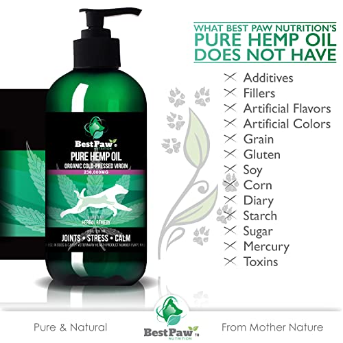  [236,000mg] Organic Hemp Oil For Dogs And Cats - Joint Pain Relief Arthritis Supplement - Natural Support For Separation Relief - Calming Aid Pets Love - From Canadian Crops - 8oz