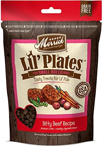  Merrick Lil' Plates Small Breed Dog Food, Grain Free Real Texas Beef And Sweet Potato With Raw Bites Recipe, Small Dog Food - 4 Lb. Bag