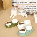  Elevated Cat Ceramic Bowls For Cats Small Dogs Or Puppies Raised Cat Bowl Stand With 2 Feeding Dishes For Food & Water 15° Tilted Anti Vomiting Stress Free Design With Anti-Slip (Tea Green)