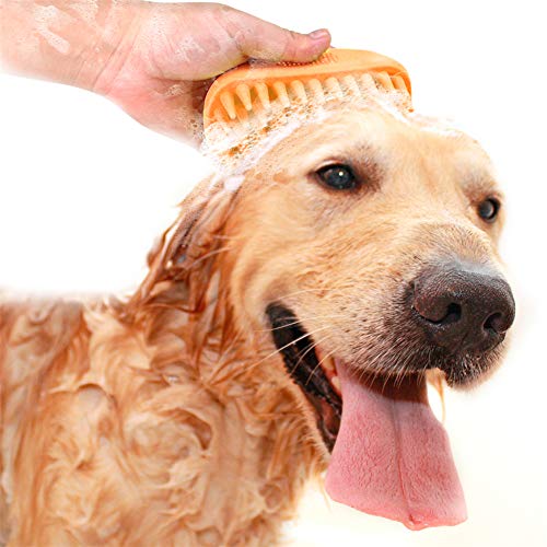  Kuntrona Pet Dog Cat Bath Brush Comb Comfortable Glove Hair Fur Grooming Cleaning Massage Dogs Cats Brush Pet Supplies Orange M