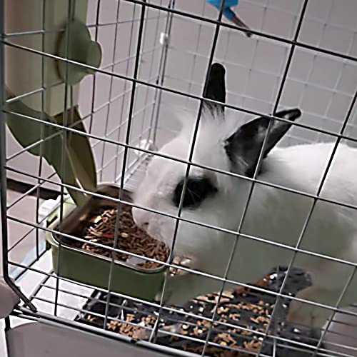  MUYG Rabbit Hanging Automatic Feeder Pets Food Bowl For Cages Pet Cage Gravity Feeder Bunny Removable​ Food Dispense For Small Animals Puppies Chinchilla (Green)
