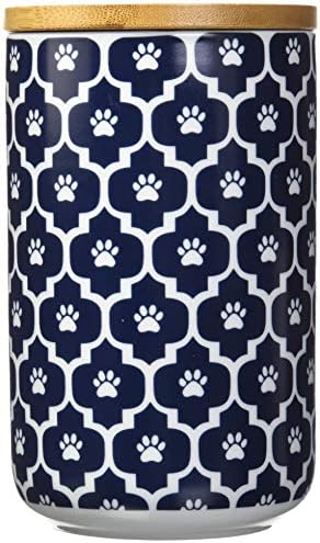  Bone Dry Lattice Collection Pet Bowl & Canister, Treat Canister, 4x6.5 Inches, Black
