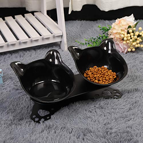  SOFEA Cat Necklace Storage Necklace Storage Necklace StorageDog Double Bowls With Raised Stand Pet Food Water Feeder 15° Tilted Container