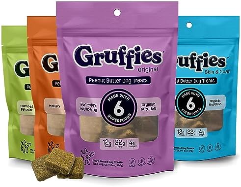  Gruffies Dog Treats - Nutrient-Rich, Guilt-Free Training Treats, Made In The USA, Enriched With Super Foods, Omega 3, Fiber, Protein, Soy-Free, Wheat-Free, Corn-Free Bundle Of 4 (170g Each)