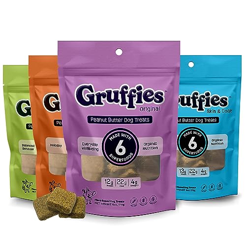  Gruffies Dog Treats - Nutrient-Rich, Guilt-Free Training Treats, Made In The USA, Enriched With Super Foods, Omega 3, Fiber, Protein, Soy-Free, Wheat-Free, Corn-Free Bundle Of 4 (170g Each)