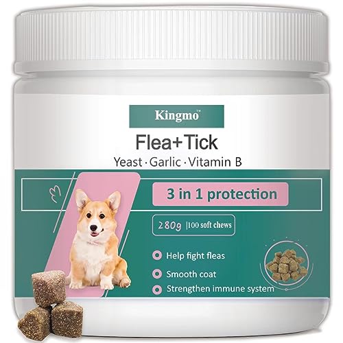  Flea And Tick Prevention For Dogs Chewable Tablets, Natural Oral Flea Tick Supplement, Heartworm Treatment Soft Chew For Small Dog Puppies, Mosquito Control Pest Treat, All Breeds Ages, 100 Count