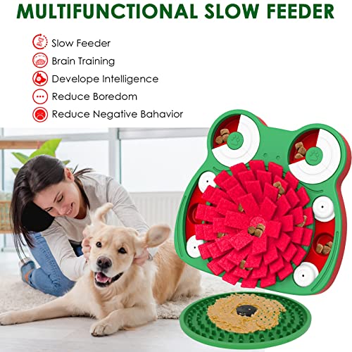  Lalolee Dog Puzzle Toys, 3-in-1 Dog Puzzles With Licking Pad And Slow Food, Stress Relief Interactive Dog Toy For Feeding (Green)