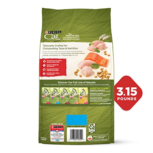  Purina Cat Chow Naturals With Added Vitamins, Minerals And Nutrients Dry Cat Food, Naturals Original - (4) 3.15 Lb. Bags