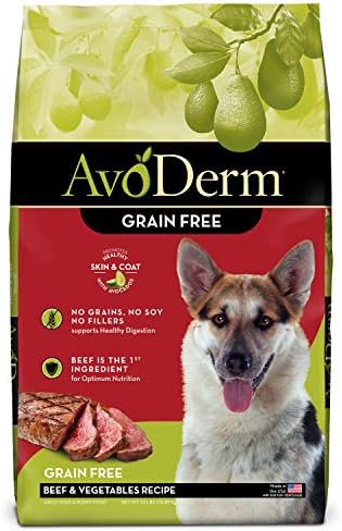  AvoDerm Natural Grain Free Beef & Vegetables Recipe All Life Stages Dry Dog Food 24 Lb