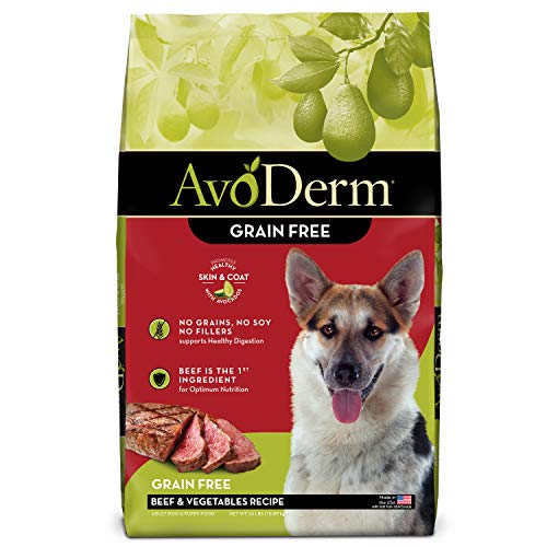  AvoDerm Natural Grain Free Beef & Vegetables Recipe All Life Stages Dry Dog Food 24 Lb
