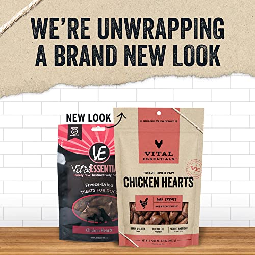  Vital Essentials Freeze Dried Dog Treats, Raw Chicken Hearts Treats For Dogs 3.75 Oz