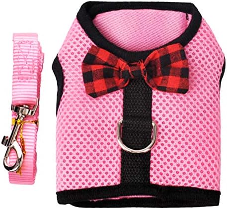  XxiaoTHAWxe Pet Leash Traction Rope, Small Animal Rabbits Hamster Vest Harness Walking Soft Bowknot Mesh Chest Strap For Walking Training Running - Black L
