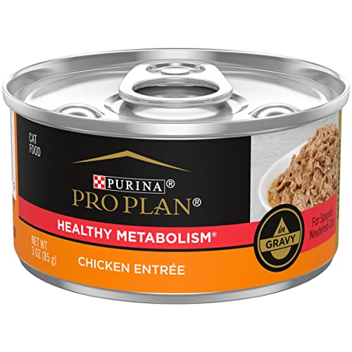  Purina Pro Plan High Protein Gravy Wet Cat Food, SPECIALIZED Healthy Metabolism Formula Chicken Entree - (24) 3 Oz. Pull-Top Cans
