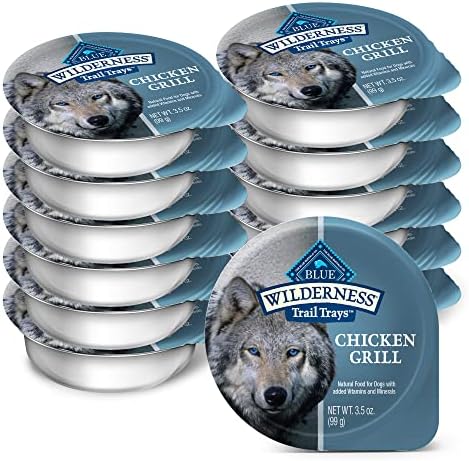  Blue Buffalo Wilderness Trail Trays High Protein, Natural Adult Wet Dog Food Cups, Beef Grill 3.5-oz (Pack Of 12)