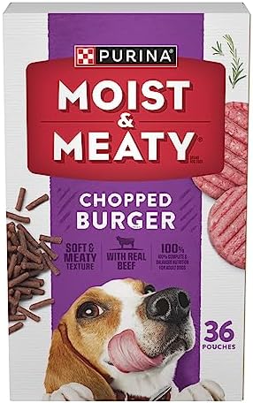  Purina Moist And Meaty Dog Food Chopped Burger Soft Dog Food Pouches - 36 Ct. Pouch