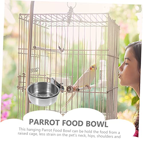  GARVALON 3pcs Stainless Steel Drinking Glasses Pet Water Bowl Macaw Cage Parrot Drinking Bowls Bird Feeding Dish Bird Water Dispenser Bird Water Holder Chinchilla Food Bowl Parrot Supplies