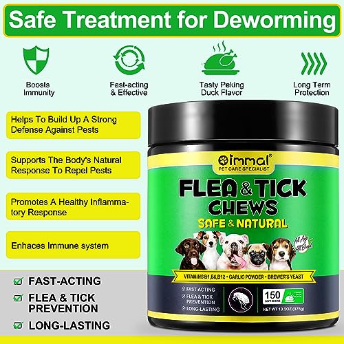  Flea And Tick Prevention For Dogs Chewable Pills, Natural Flea And Tick Supplement -Flea & Tick Control, 150 Tablets Oral Flea Pills For Small Medium And Large Dogs